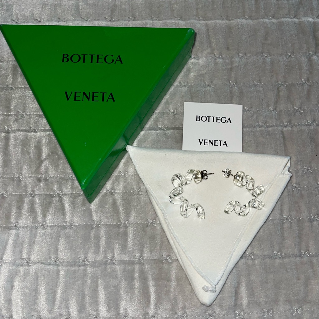 Bottega Veneta Glass Hoop Earrings Brand New Comes With Box Dust Bag 425$